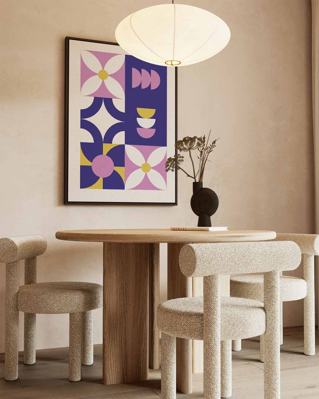 Bloemen in Blauw en Roze Kunstwerk-canvas-dibond-plexiglas-wanddecoratie-WallArtistic