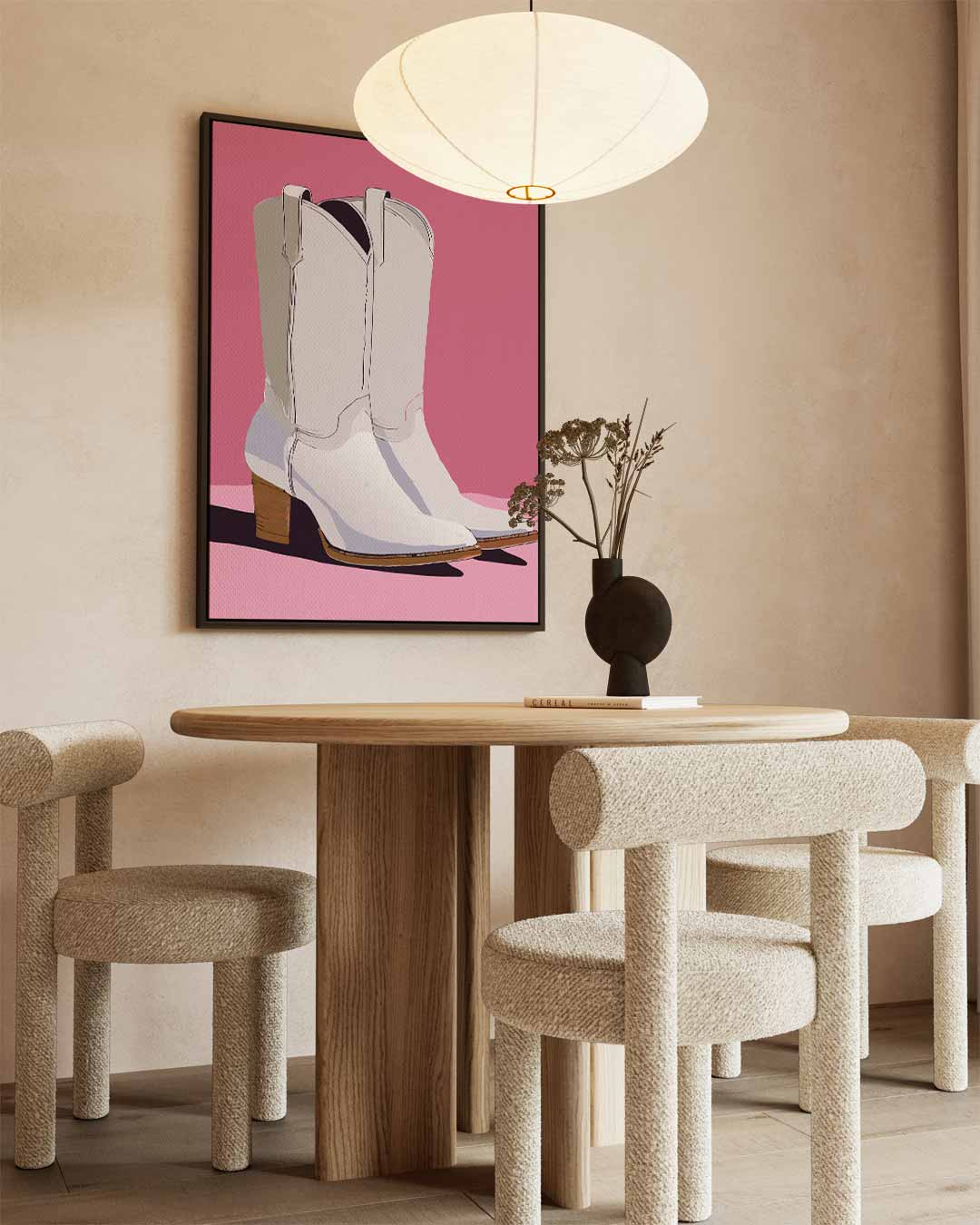Cowboylaarzen op Roze Kunstwerk-canvas-dibond-plexiglas-wanddecoratie-WallArtistic