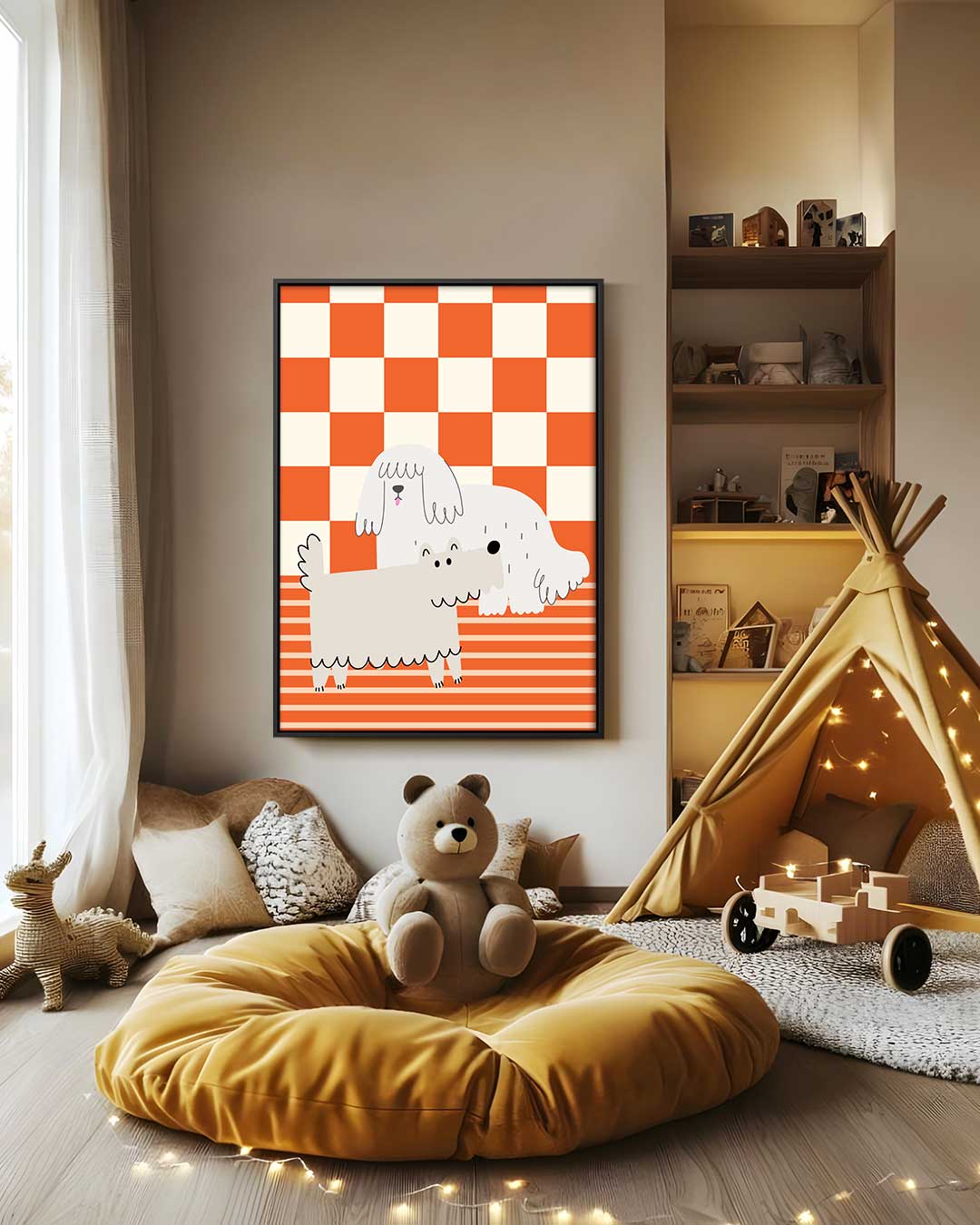 Gezellige Honden Serenade Kunstwerk-canvas-dibond-plexiglas-wanddecoratie-WallArtistic