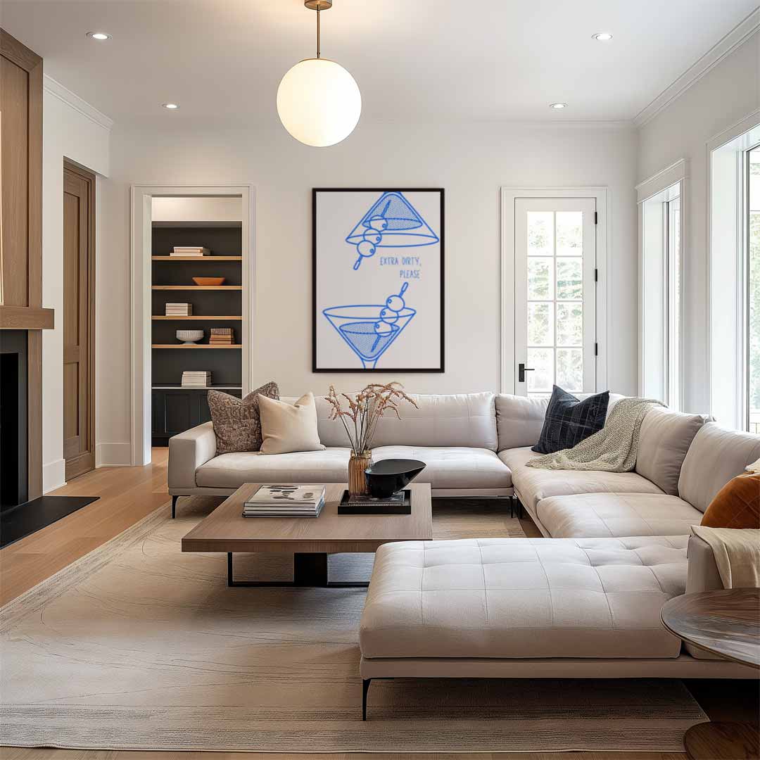 Martini Illustratie Extra Dirty Kunstwerk-canvas-dibond-plexiglas-wanddecoratie-WallArtistic