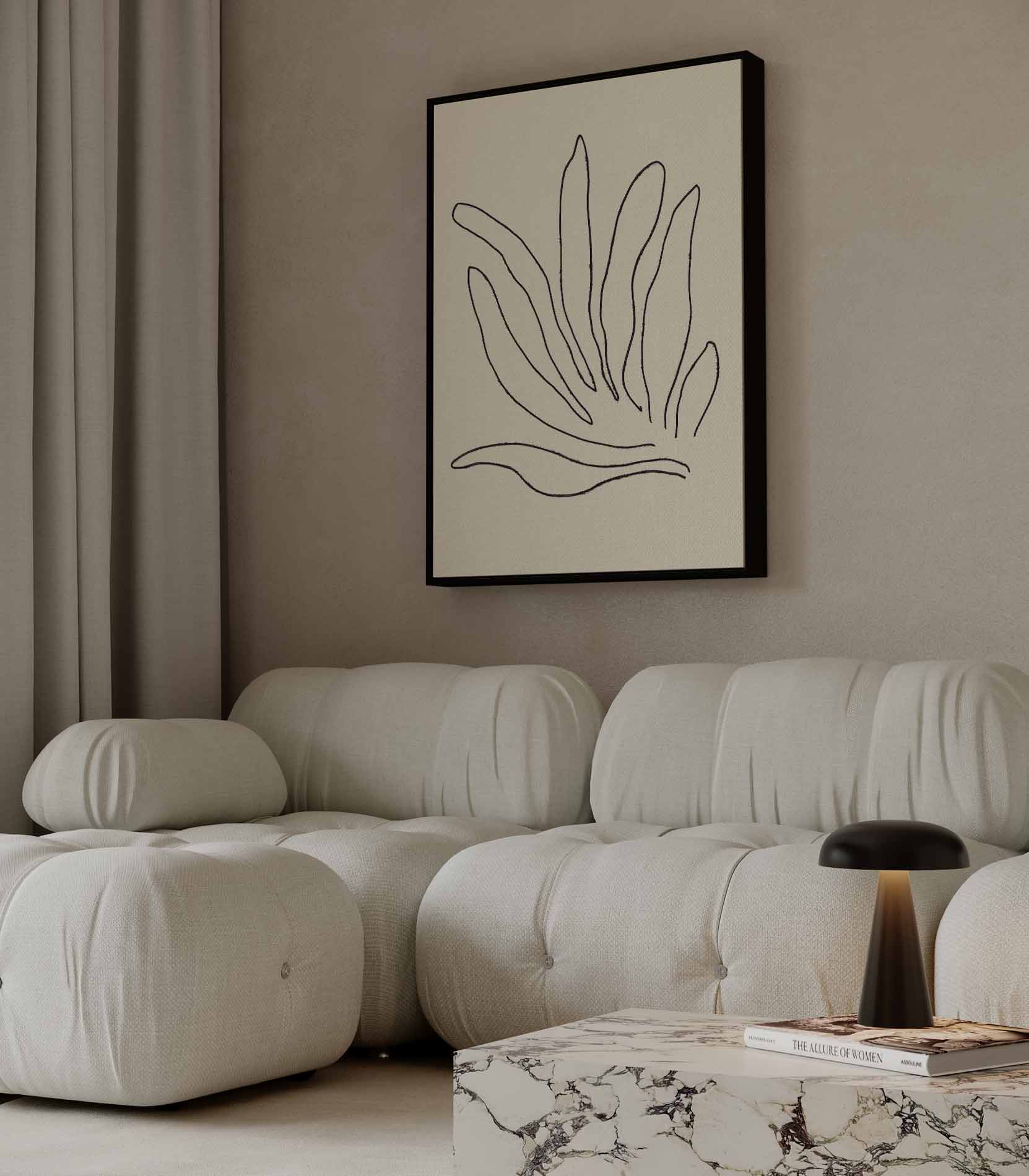 Organische Lijntekening Kunstwerk-canvas-dibond-plexiglas-wanddecoratie-WallArtistic