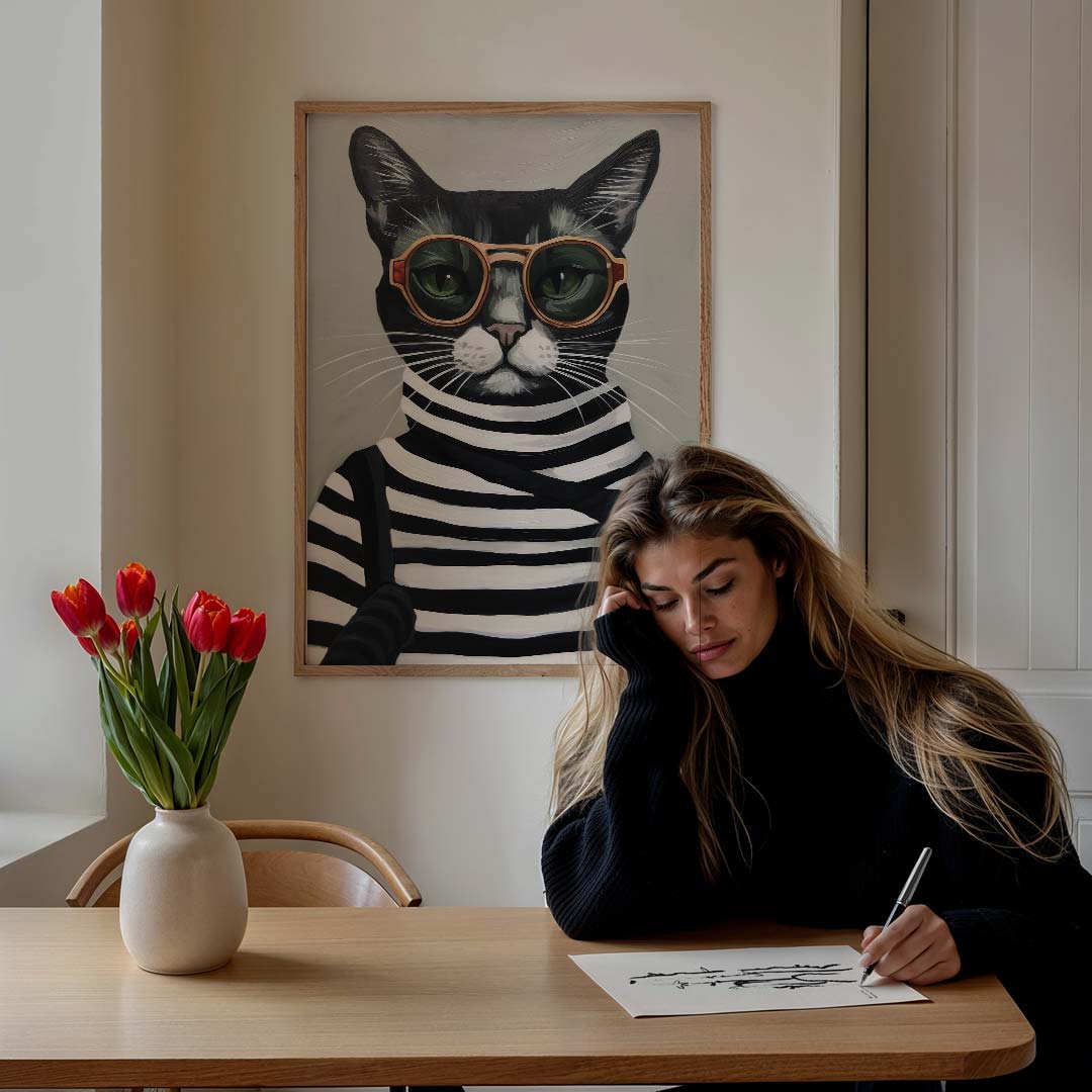 Hipster Kat Kunstposter-WallArtistic