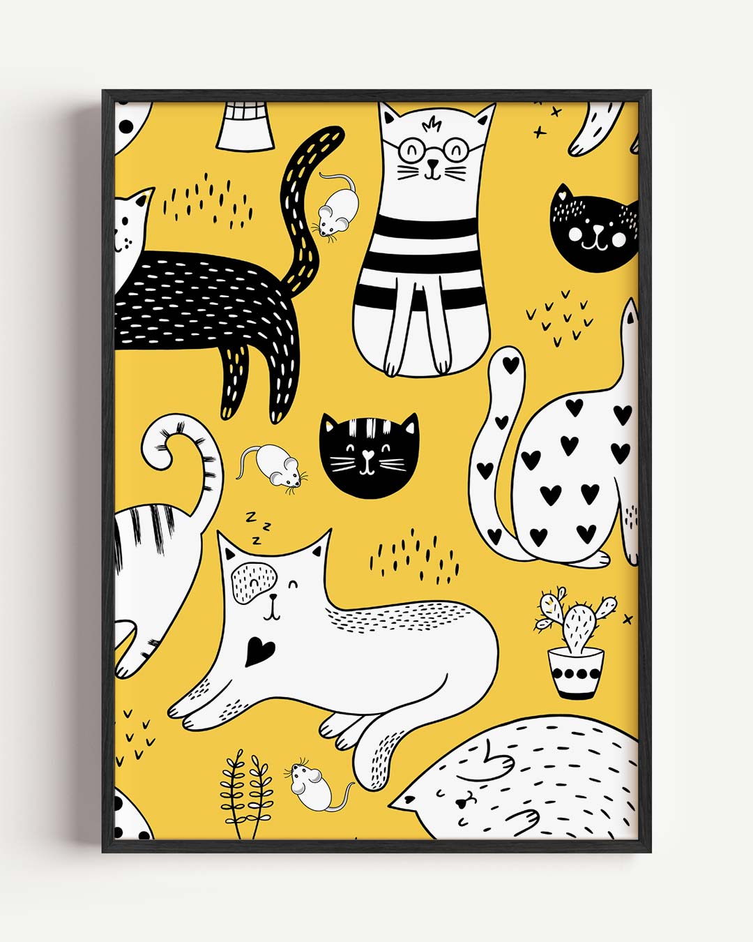 Speelse Katten en Muisjes Poster-WallArtistic