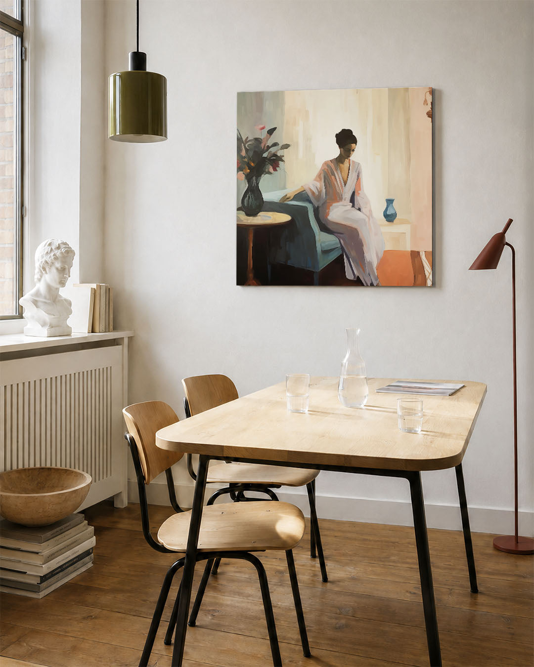 Vrouw in interieur Kunstwerk