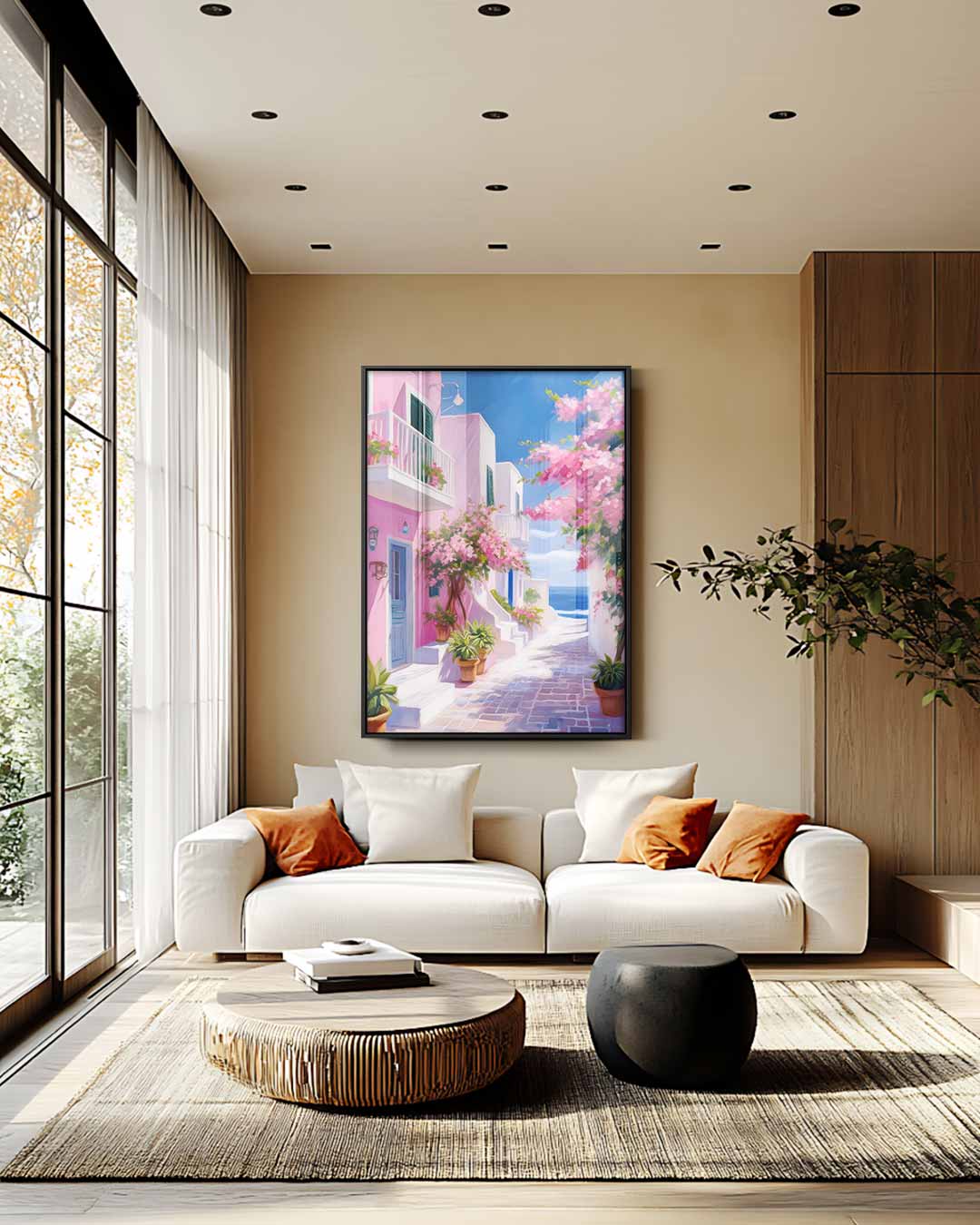 Zonovergoten Straatje Kunstwerk-canvas-dibond-plexiglas-wanddecoratie-WallArtistic