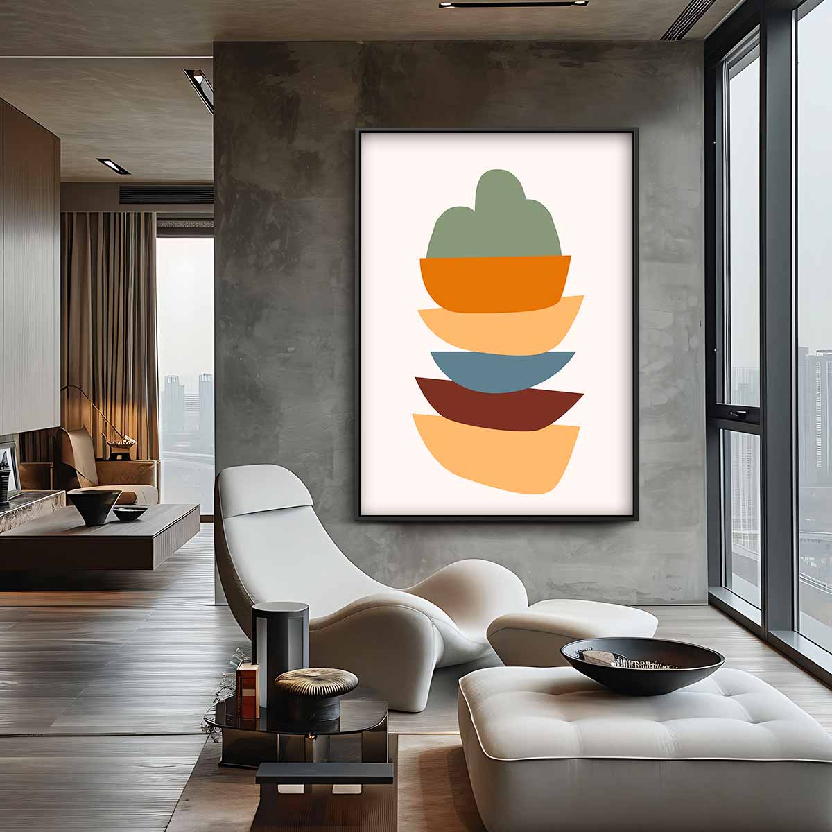 Kleurrijke Abstracte Stapeling Kunstwerk-canvas-dibond-plexiglas-wanddecoratie-WallArtistic