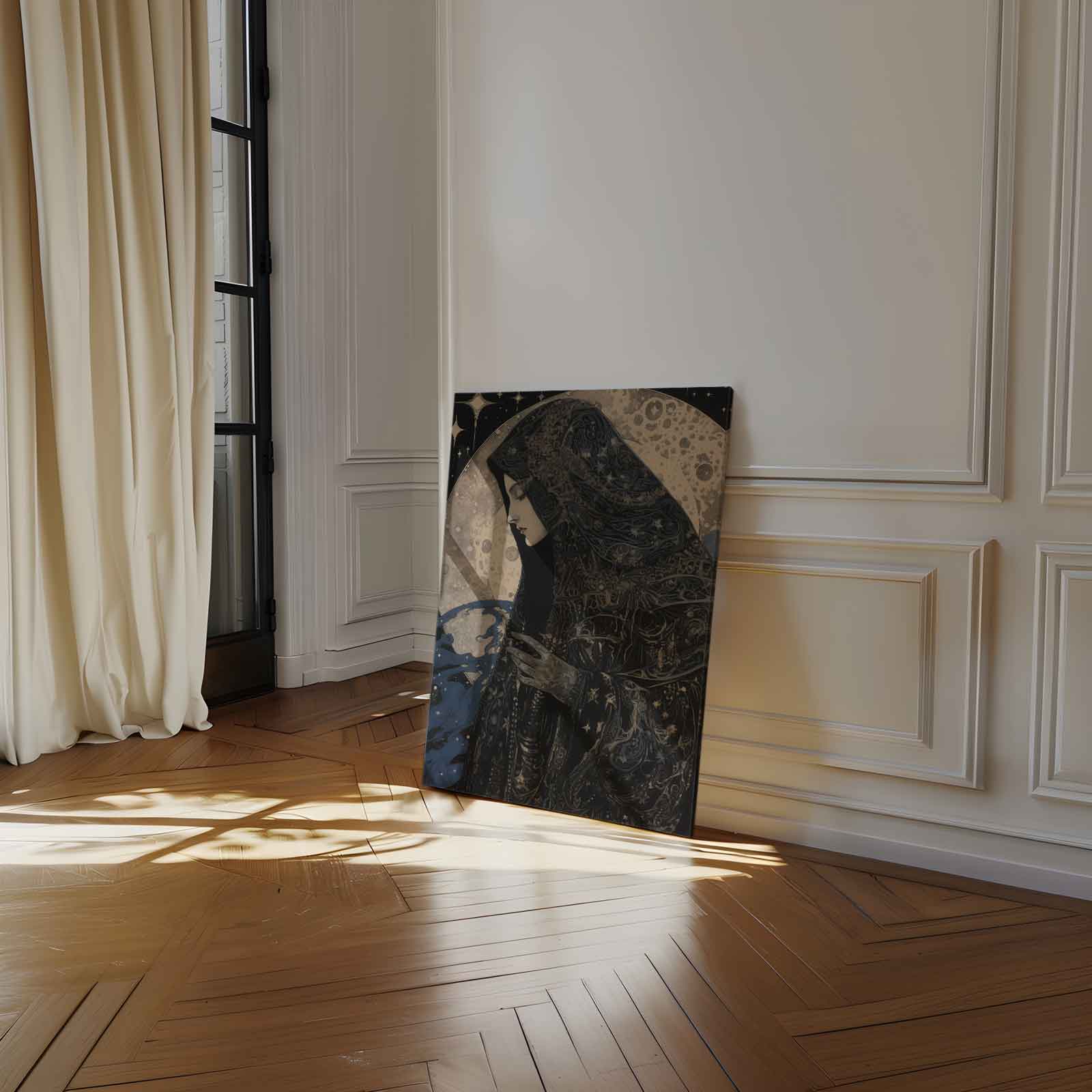 Mystieke Maan Beschouwer Kunstwerk-canvas-dibond-plexiglas-wanddecoratie-WallArtistic
