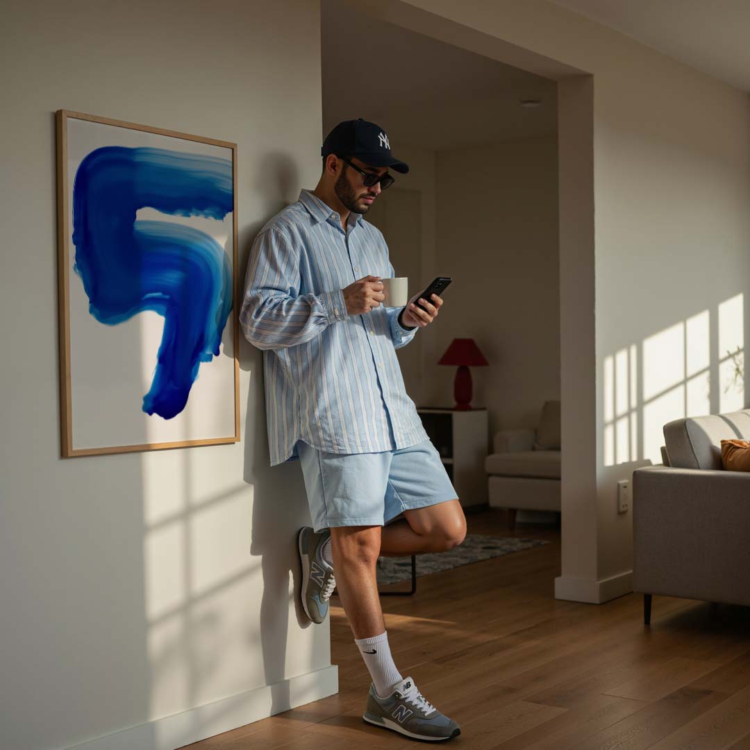 Abstracte Blauwe Stroom Poster-WallArtistic