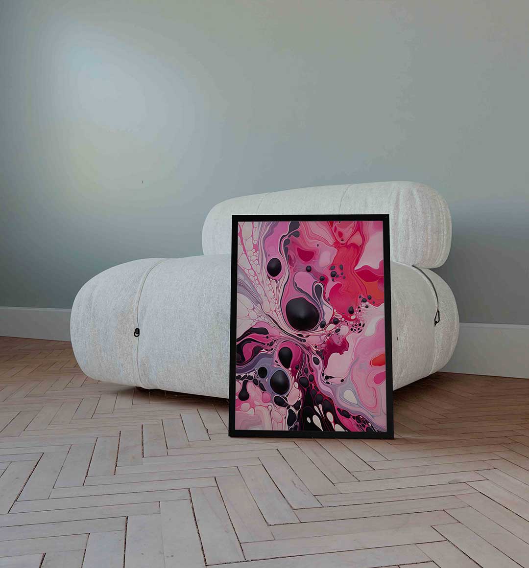 Abstracte roze en zwarte vormen Poster