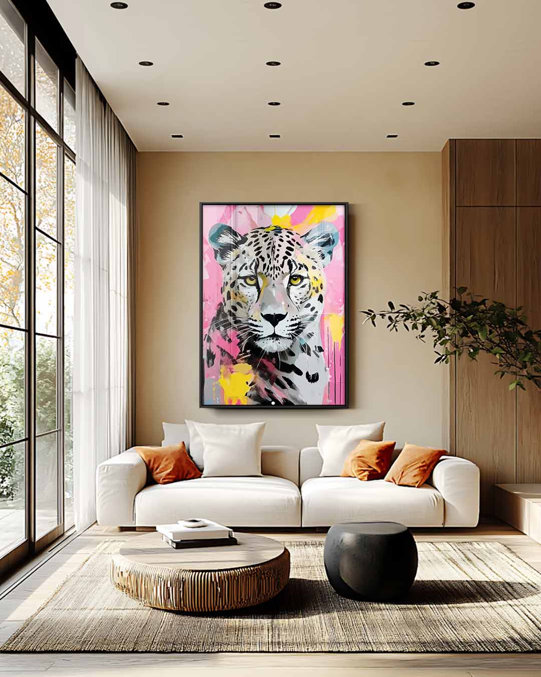 Kleurrijke Luipaardkunst Kunstwerk-canvas-dibond-plexiglas-wanddecoratie-WallArtistic