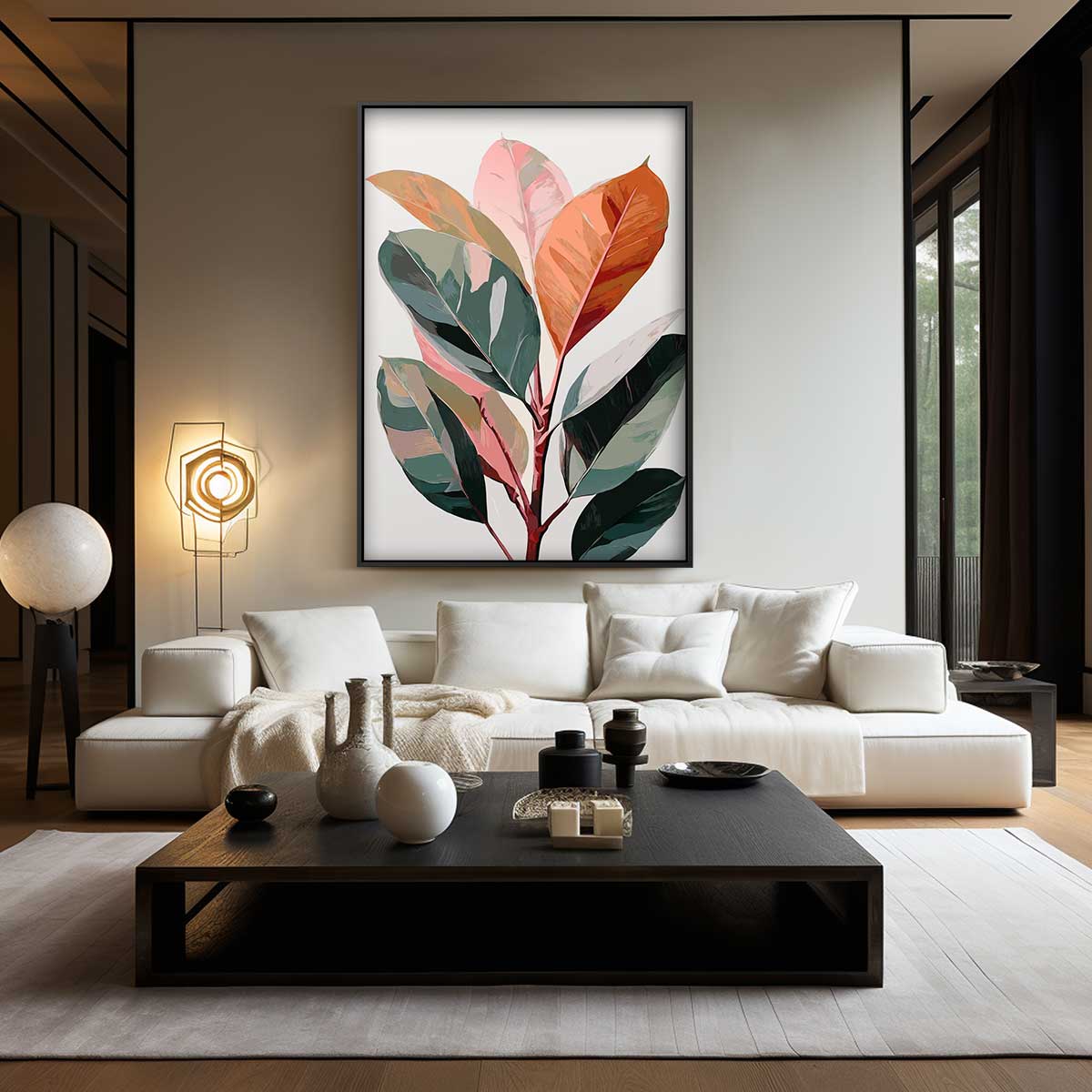 kleurrijk bladkunstwerk Kunstwerk-canvas-dibond-plexiglas-wanddecoratie-WallArtistic