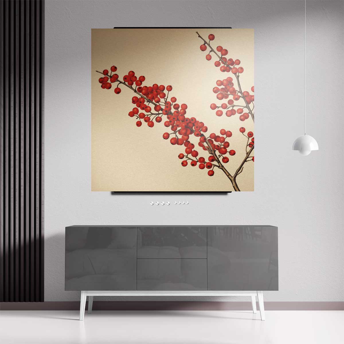 Winterse Bessenpracht Kunstwerk-canvas-dibond-plexiglas-wanddecoratie-WallArtistic