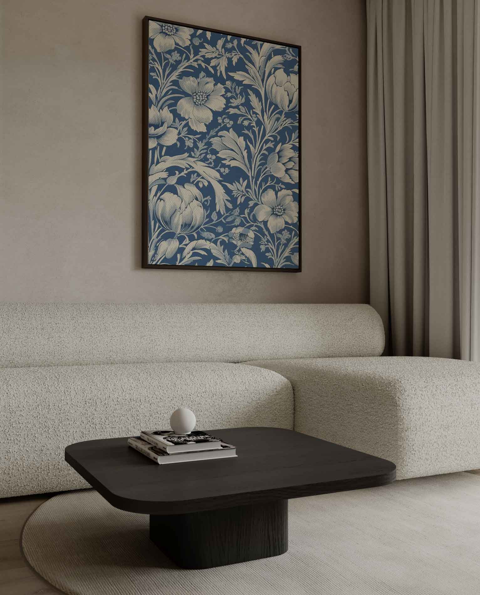Bloemrijk Blauw Behang Kunstwerk-canvas-dibond-plexiglas-wanddecoratie-WallArtistic
