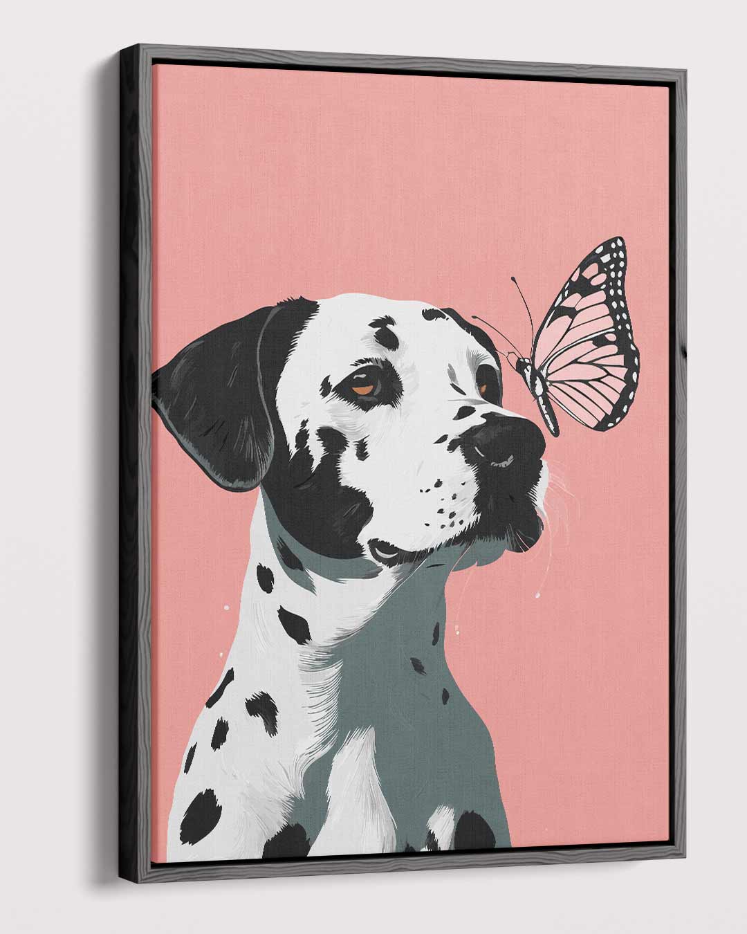 Dalmatier en Vlinder Vriendschap Kunstwerk-canvas-dibond-plexiglas-wanddecoratie-WallArtistic