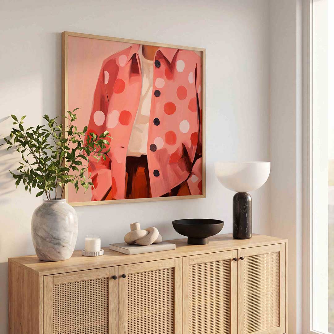 Roze jas met stippen Poster