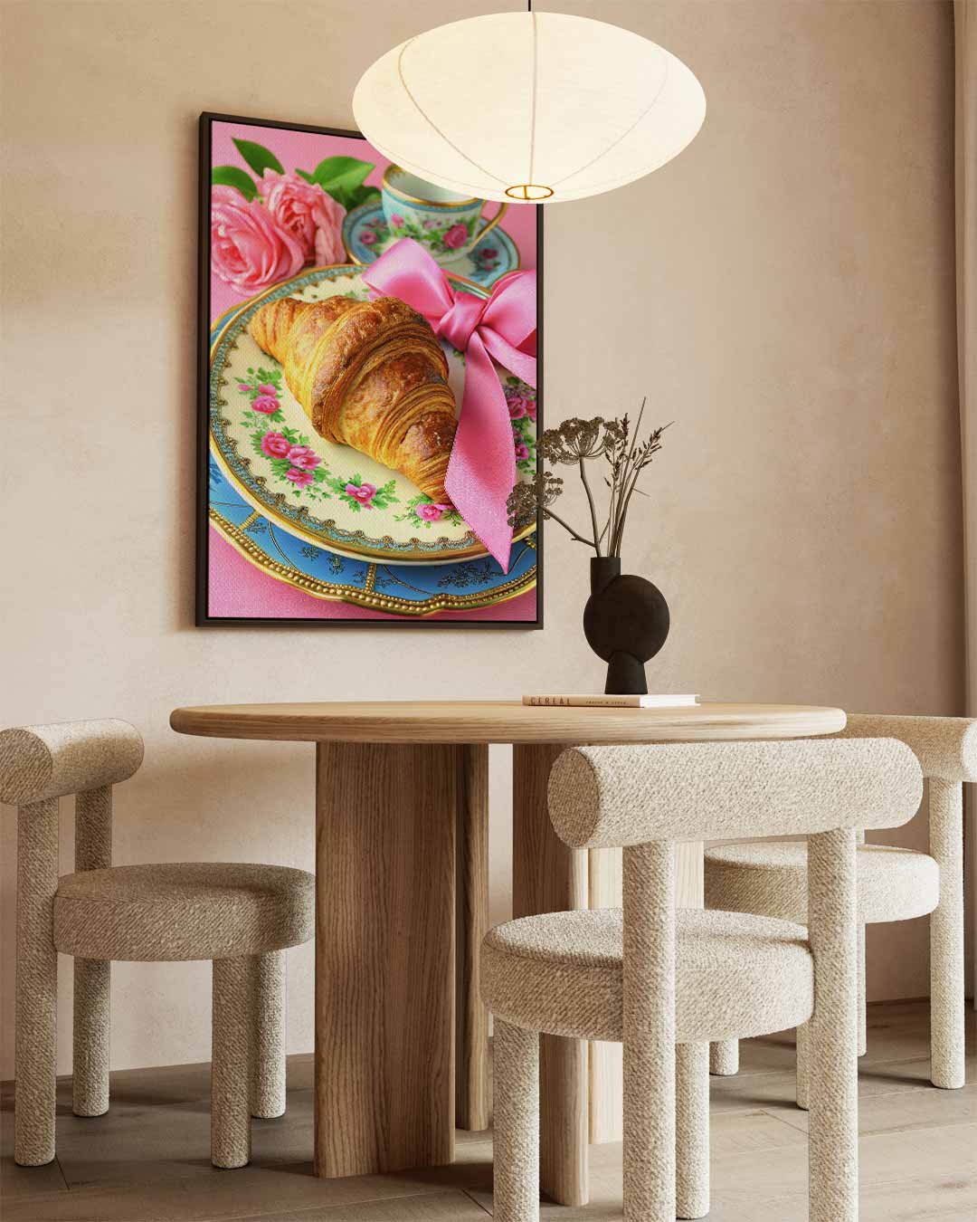 Romantisch Ontbijt Met Croissant Kunstwerk-canvas-dibond-plexiglas-wanddecoratie-WallArtistic