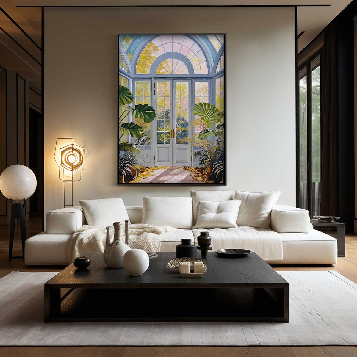 Serene Wintertuin Kunstwerk-canvas-dibond-plexiglas-wanddecoratie-WallArtistic