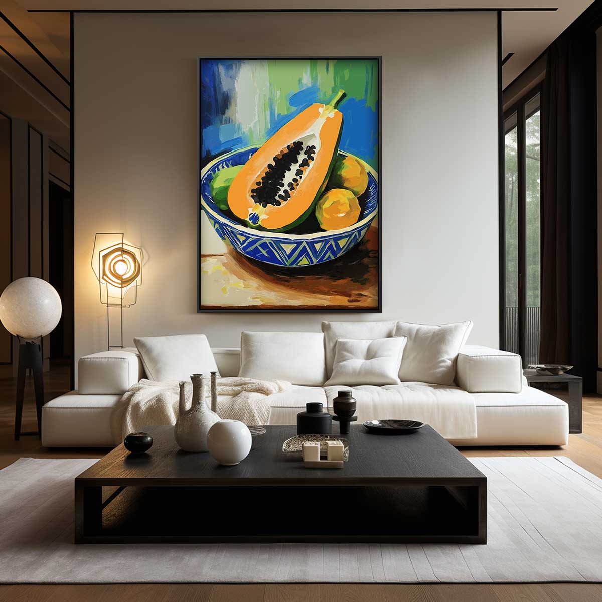 Tropische Vruchten in Kom Kunstwerk-canvas-dibond-plexiglas-wanddecoratie-WallArtistic