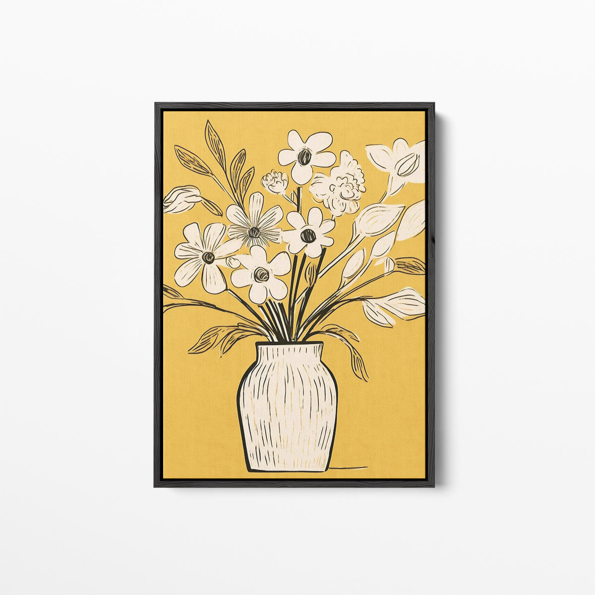 Bloemen in Gele Warmte Kunstwerk-canvas-dibond-plexiglas-wanddecoratie-WallArtistic