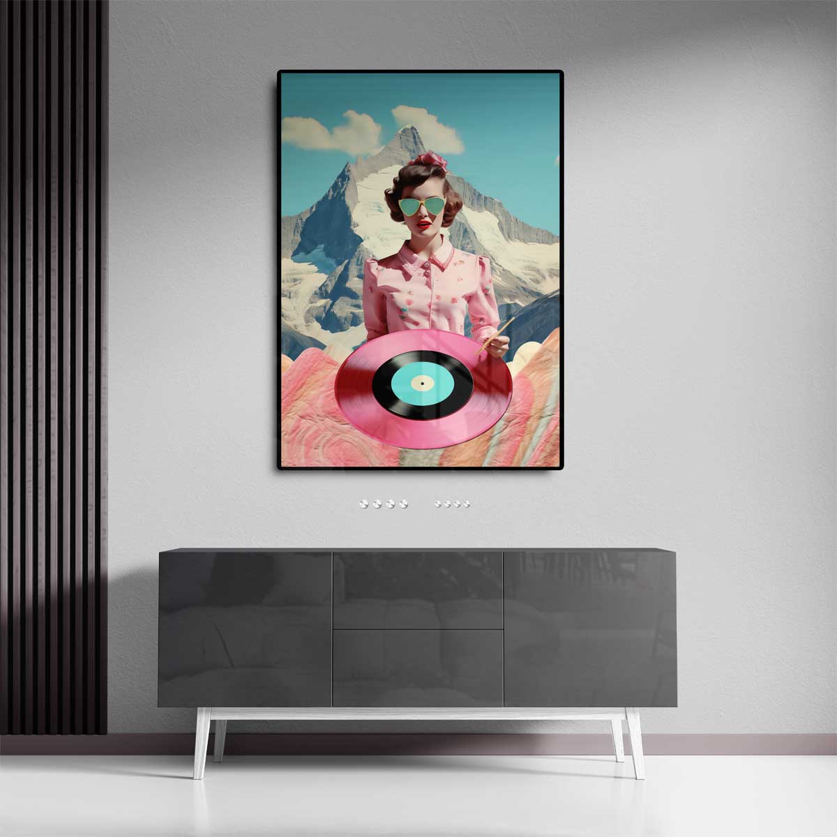 Retro Vinyl Bergen Kunstwerk-canvas-dibond-plexiglas-wanddecoratie-WallArtistic