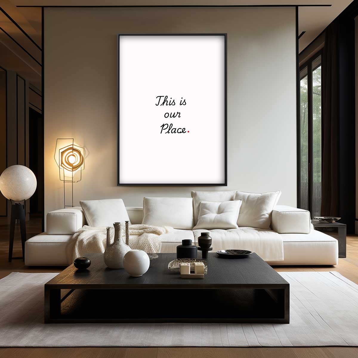 Inspirerende Wandtekst "Our Place Kunstwerk-canvas-dibond-plexiglas-wanddecoratie-WallArtistic