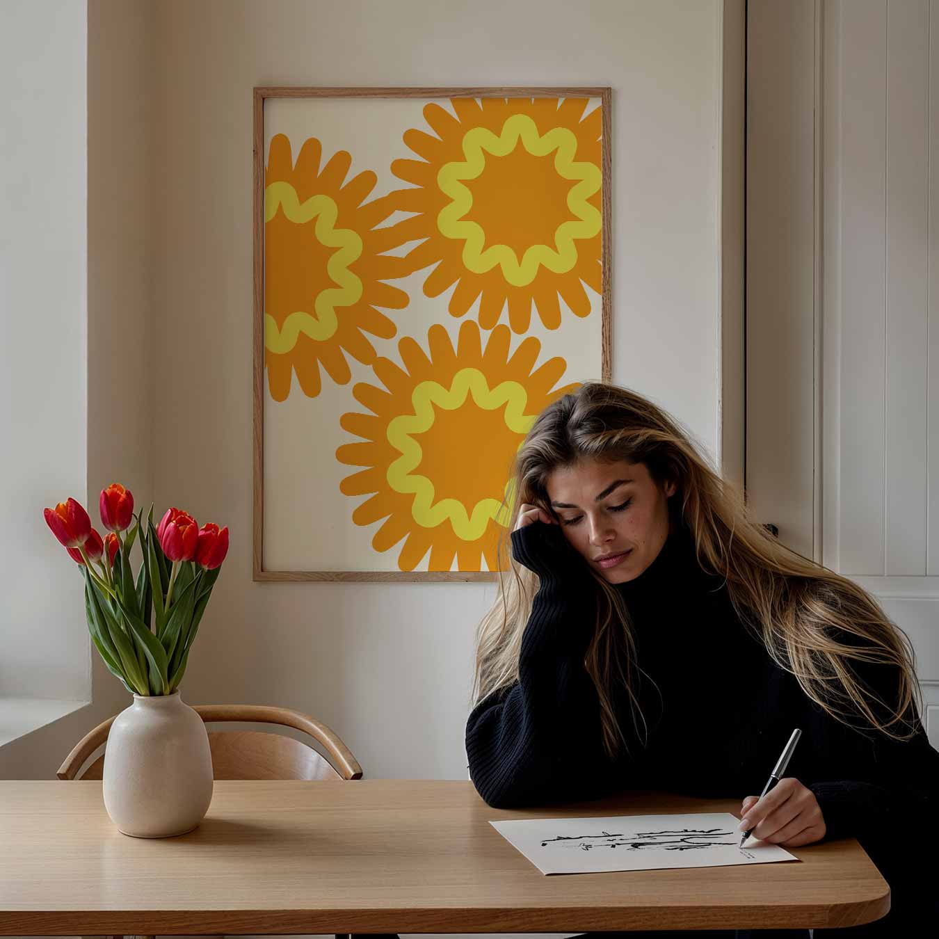 Zonnestraal Bloemen Poster-WallArtistic