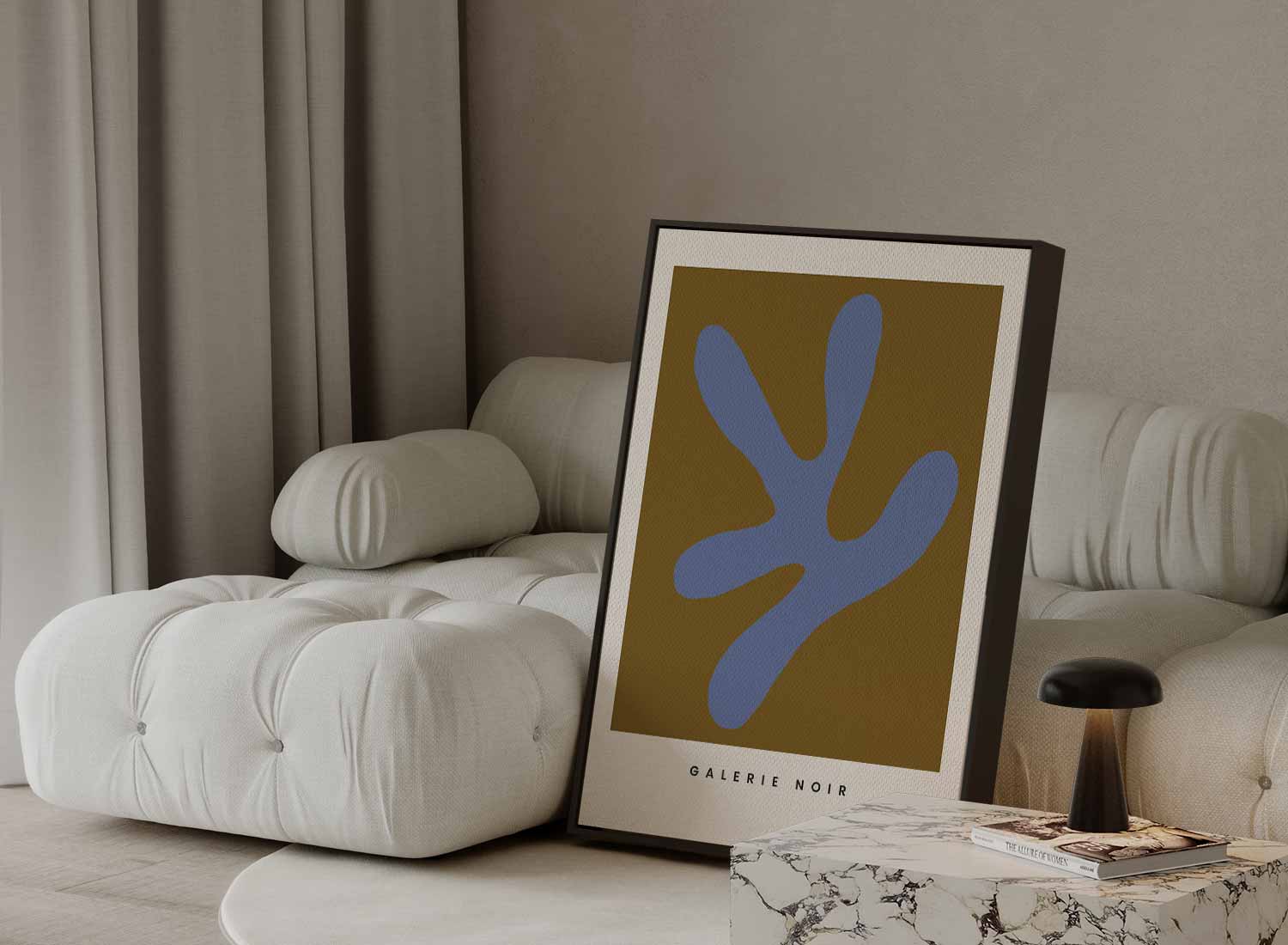 Abstracte Expressie in Blauw en Bruin Kunstwerk-canvas-dibond-plexiglas-wanddecoratie-WallArtistic