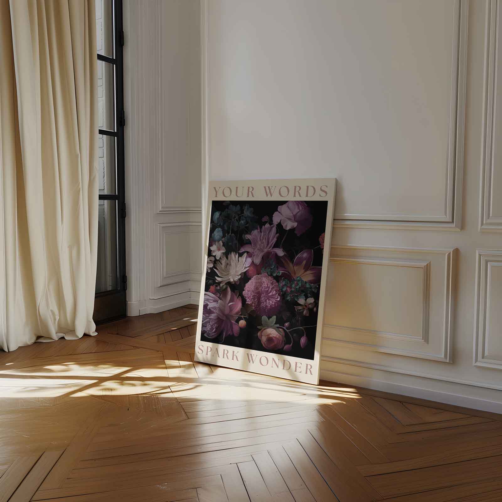 Bloemenpracht Woordenprint Kunstwerk-canvas-dibond-plexiglas-wanddecoratie-WallArtistic