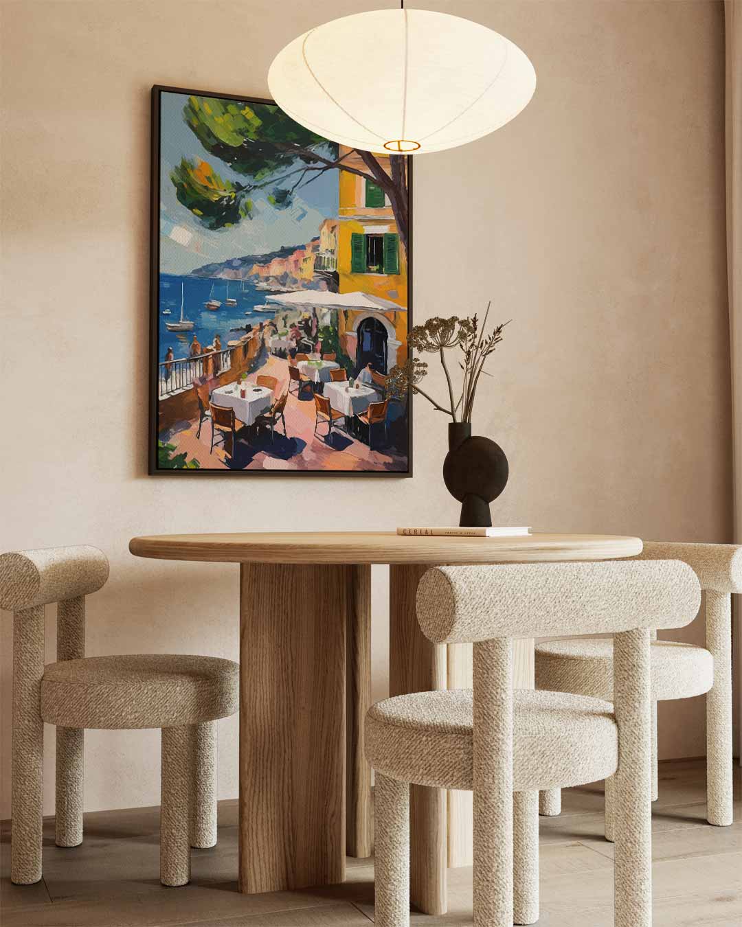 Zonnig Terras aan de Middellandse Zee Kunstwerk-canvas-dibond-plexiglas-wanddecoratie-WallArtistic