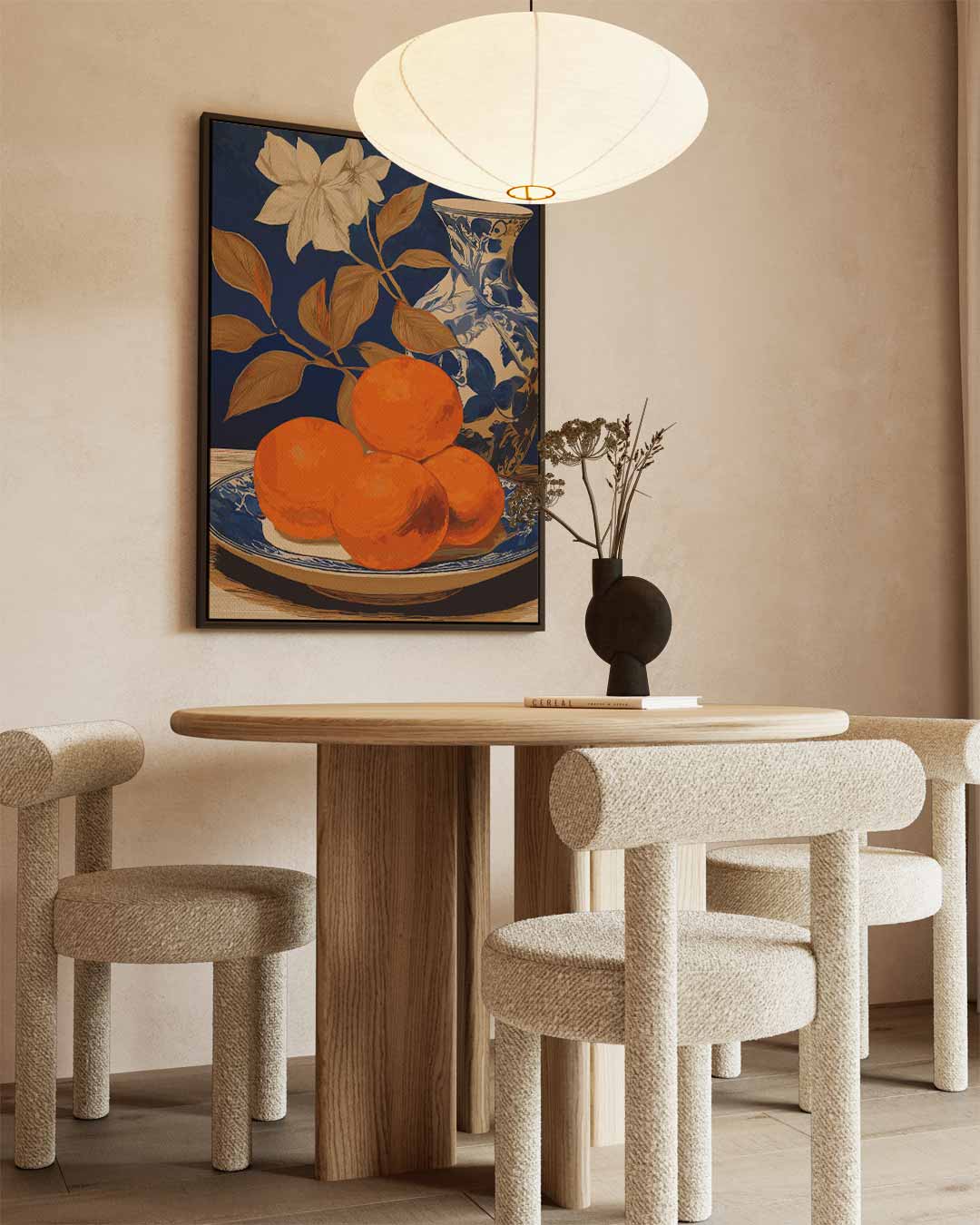 Stilleven met Sinaasappels en Vaas Kunstwerk-canvas-dibond-plexiglas-wanddecoratie-WallArtistic