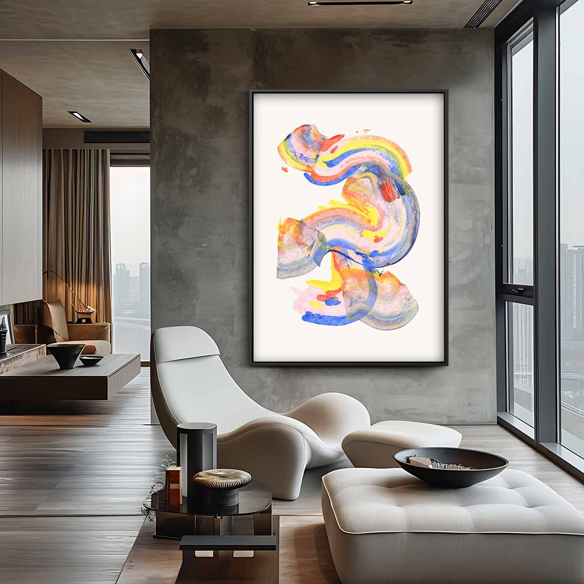 Vrolijke Kleurenwervel Kunstwerk-canvas-dibond-plexiglas-wanddecoratie-WallArtistic