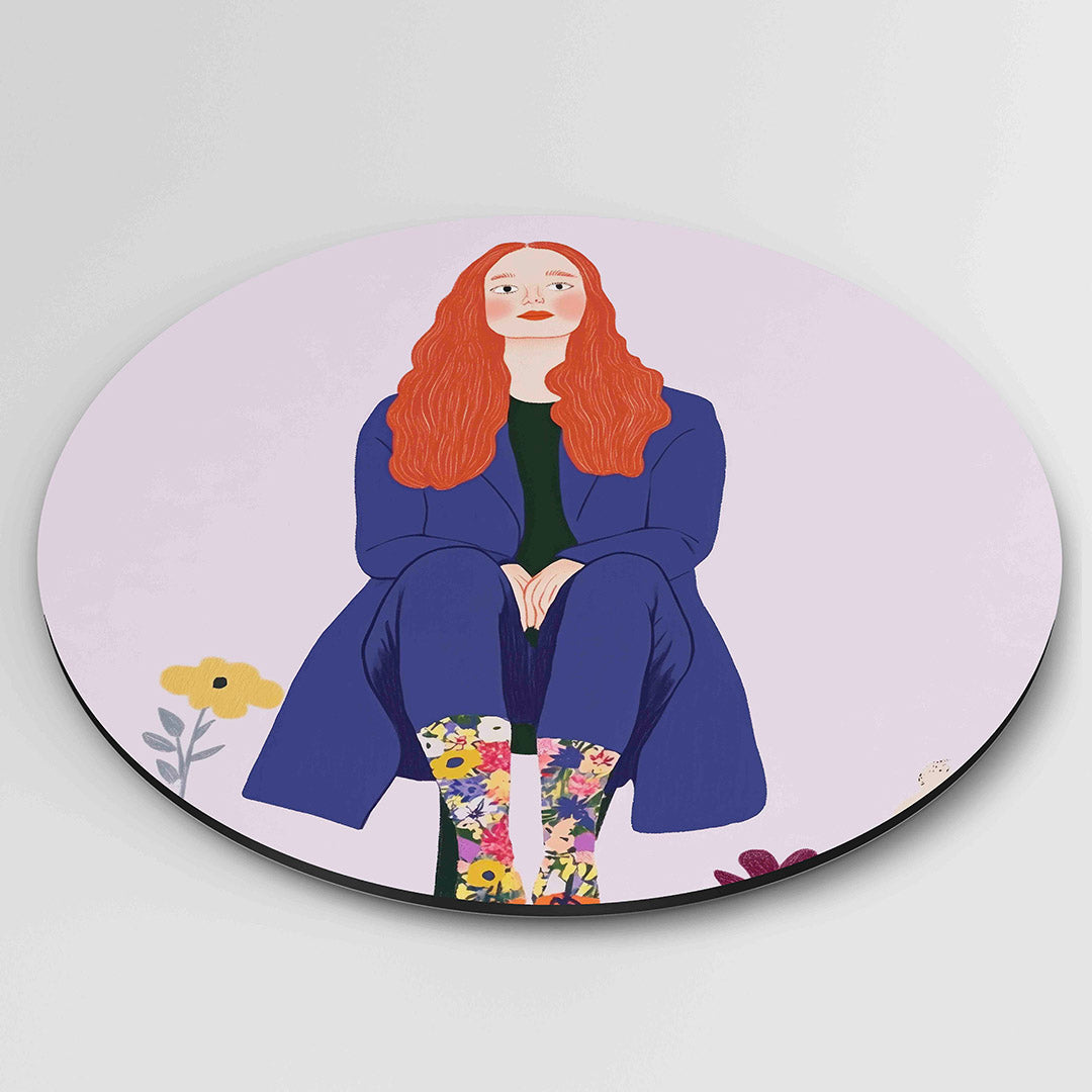 Vrouw met bloemen Muurcirkel