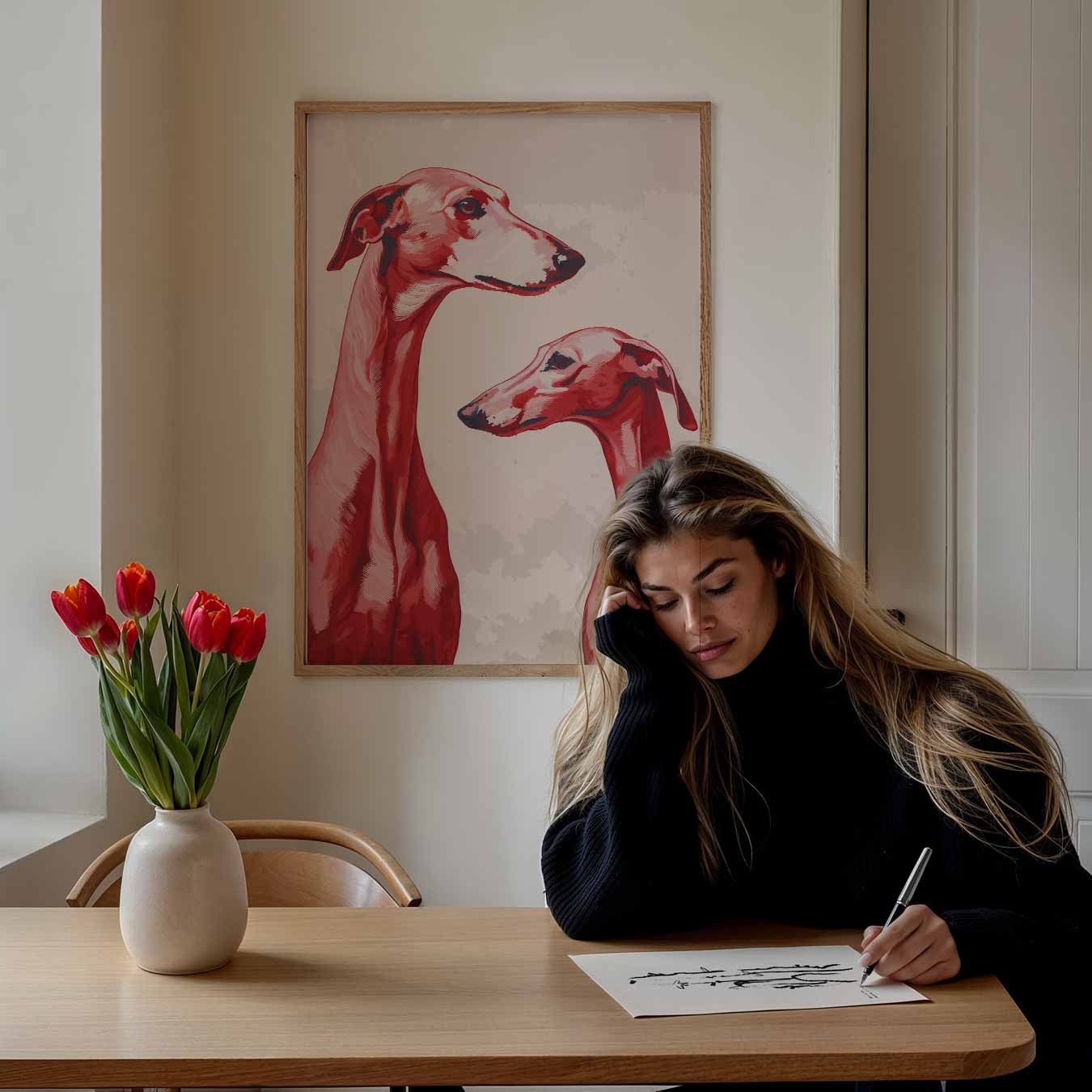 Stijlvolle Windhonden Poster-WallArtistic