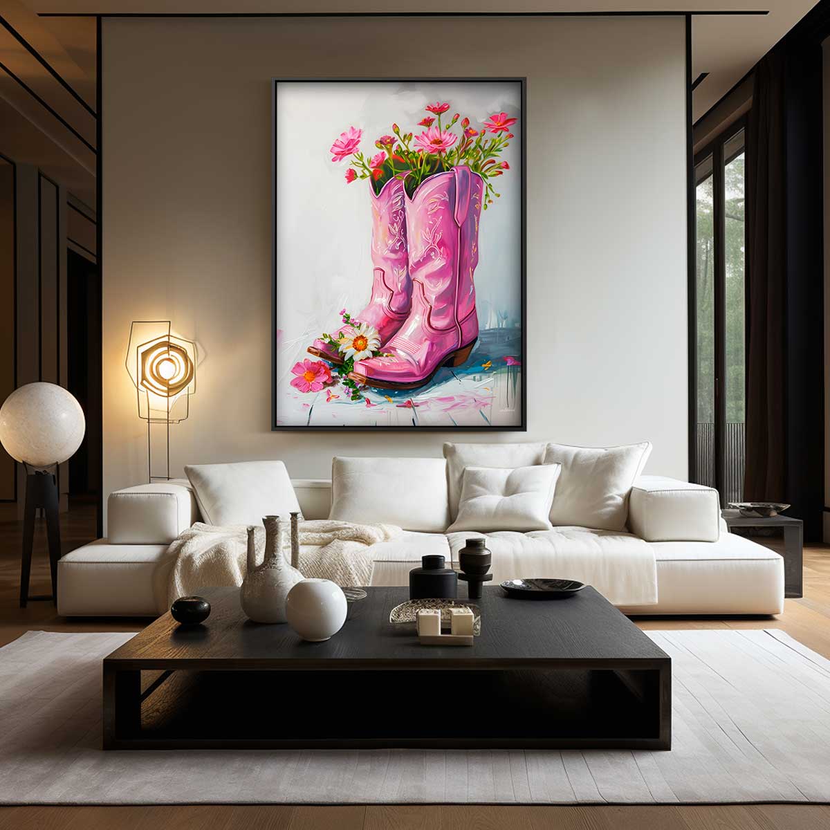 Bloemenlaarzen Kunstwerk Kunstwerk-canvas-dibond-plexiglas-wanddecoratie-WallArtistic