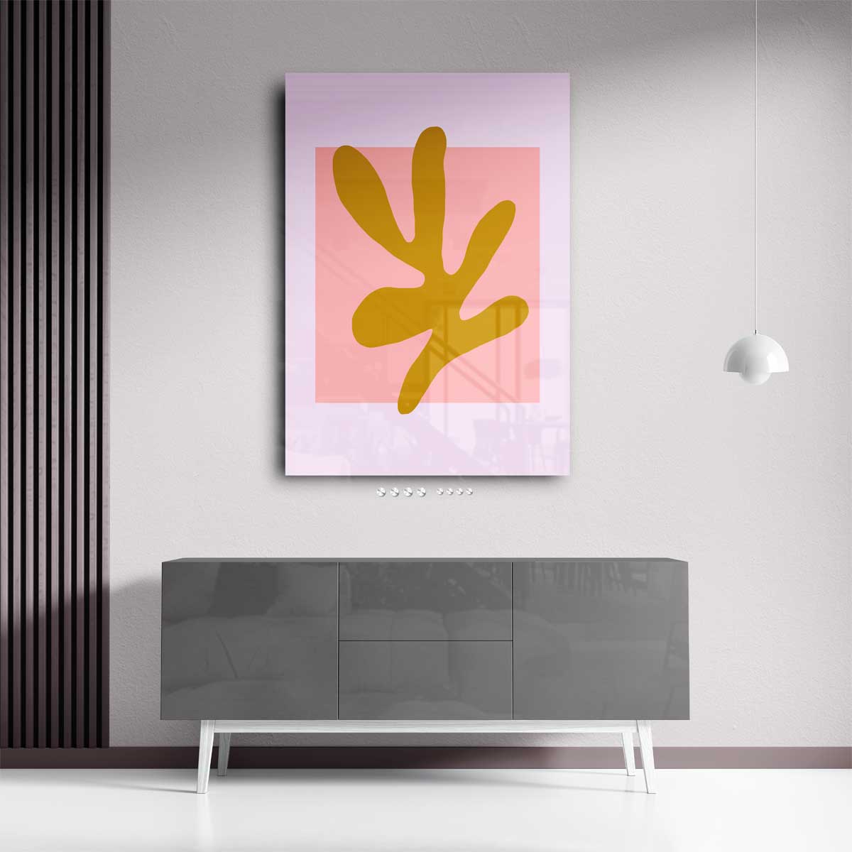 Abstracte Vormen in Oker en Roze Kunstwerk-canvas-dibond-plexiglas-wanddecoratie-WallArtistic