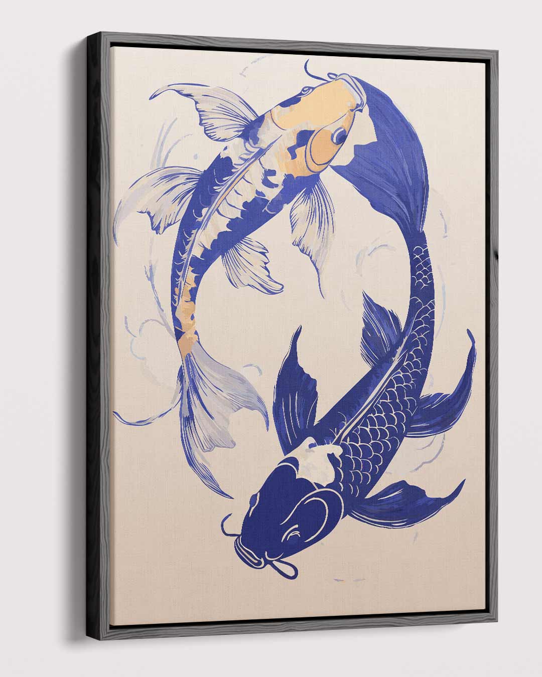 Vrolijke Koi Vissen Dans Kunstwerk-canvas-dibond-plexiglas-wanddecoratie-WallArtistic