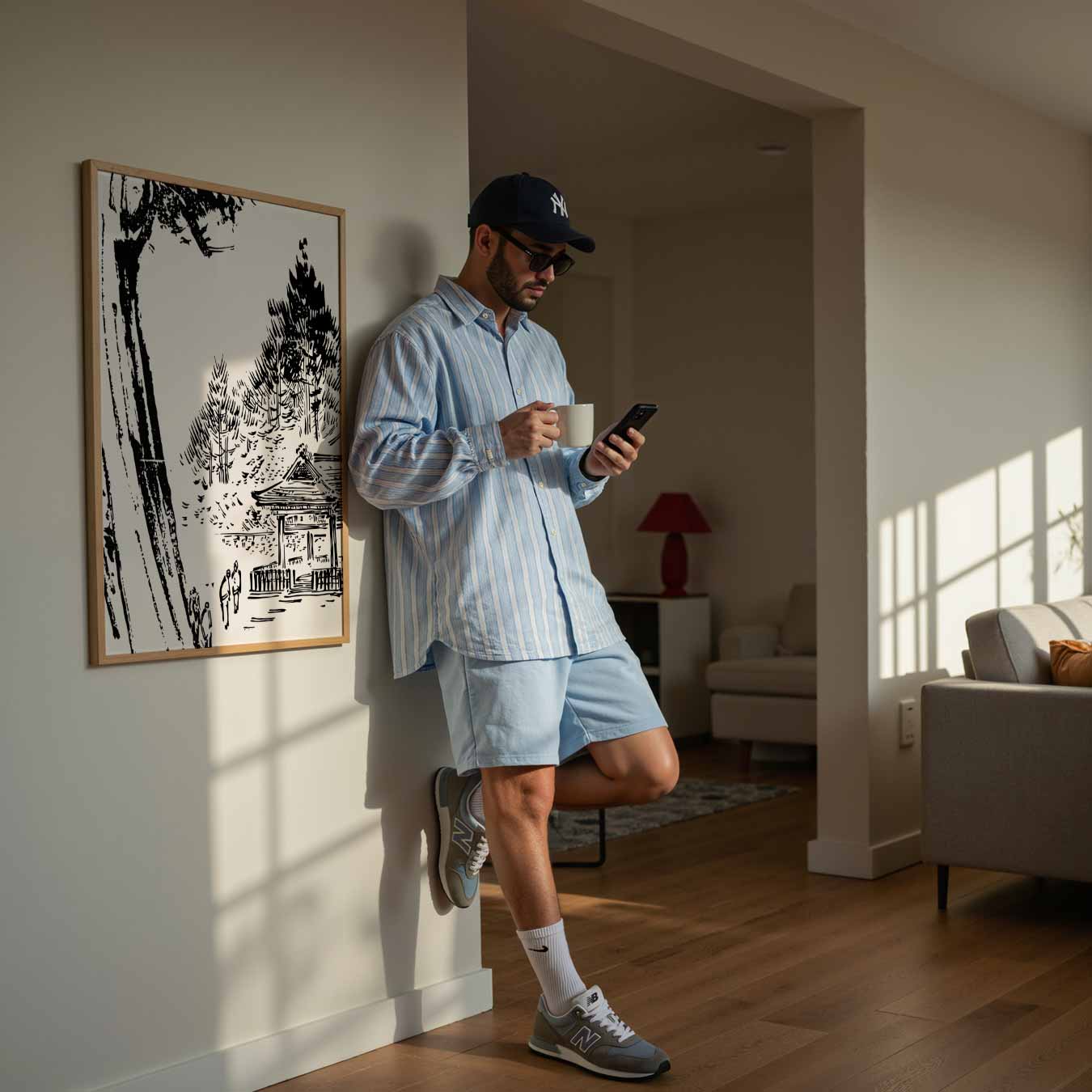 Zwarte Inkt Natuurprint Poster-WallArtistic