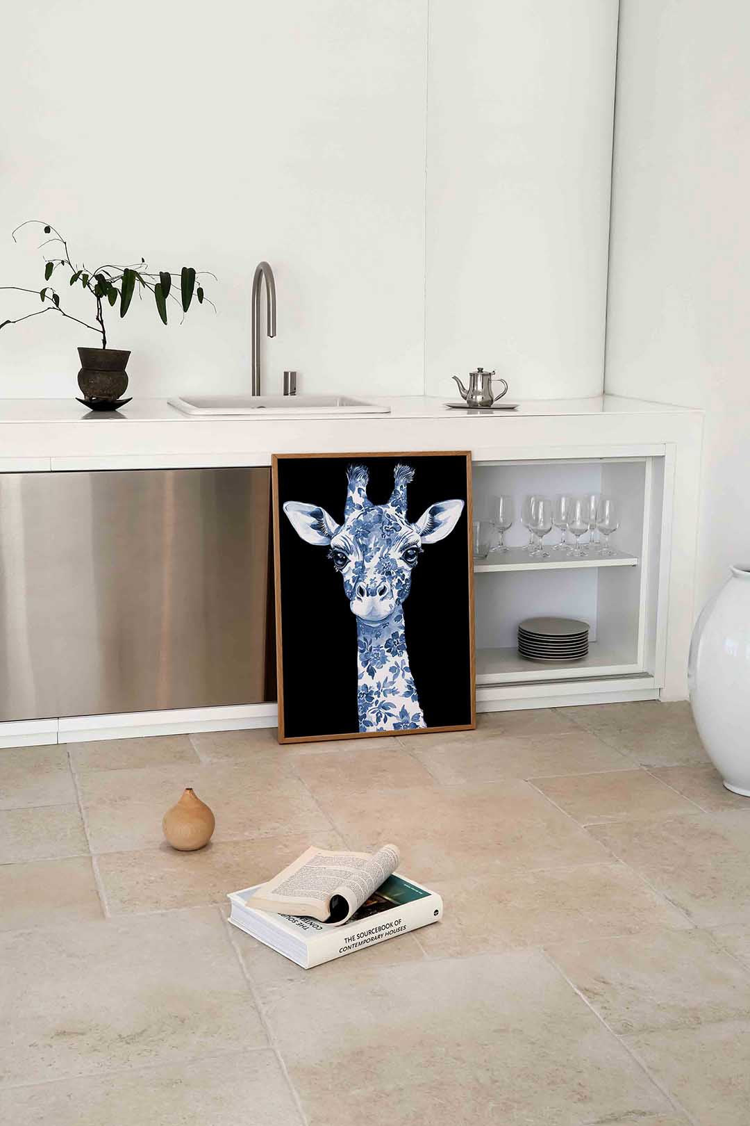 Blauwe giraffe Poster