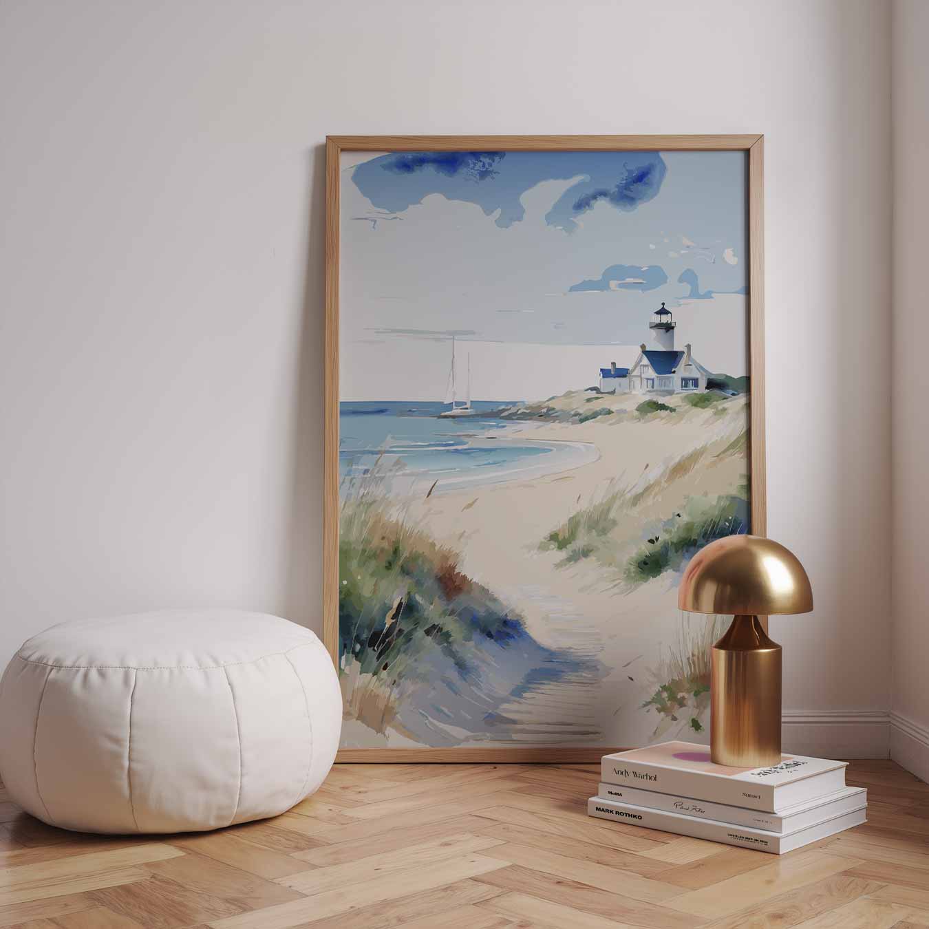 Zomerse Vuurtoren aan de Kust Poster-WallArtistic