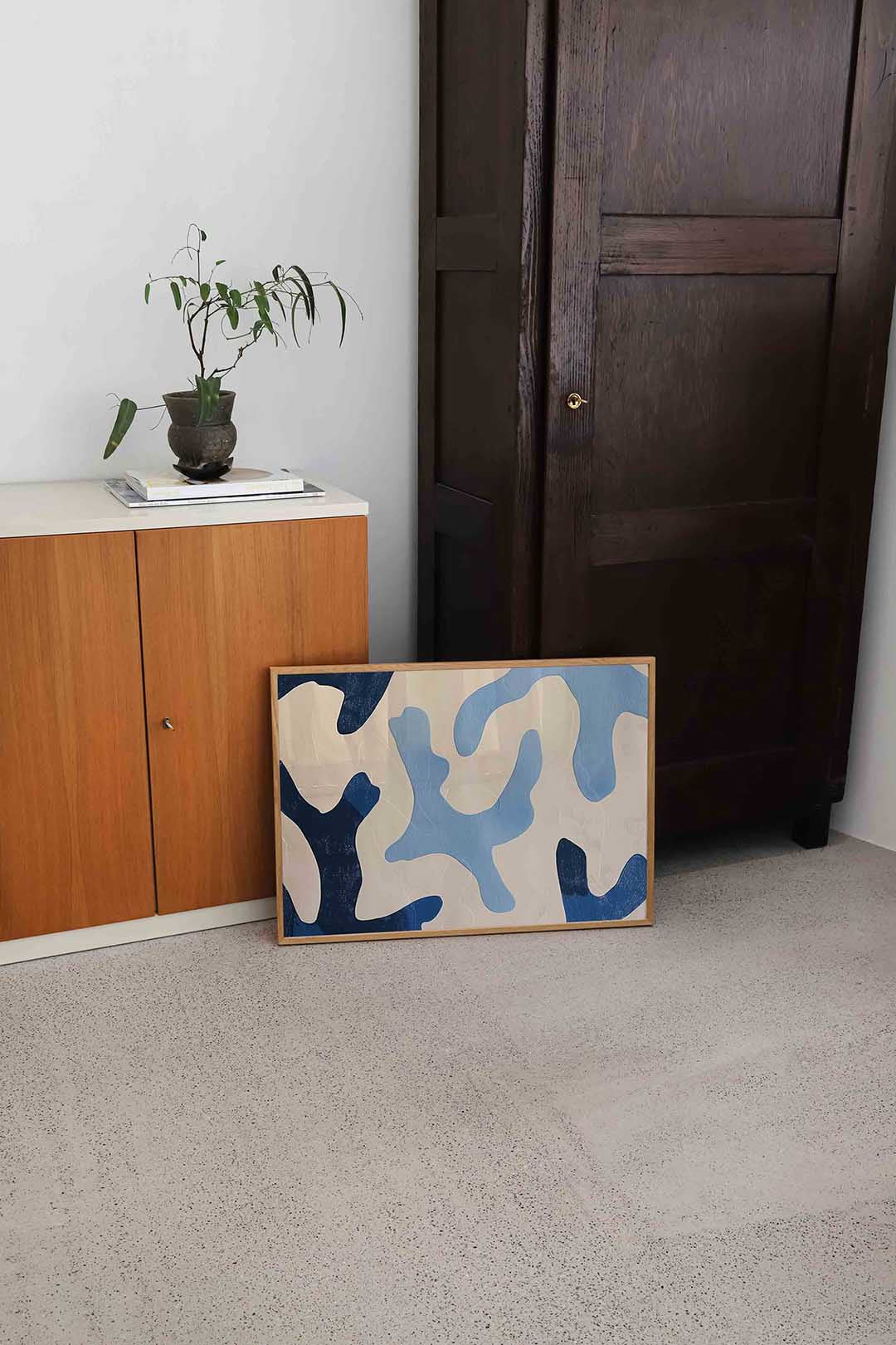 Abstracte blauwe vormen Poster