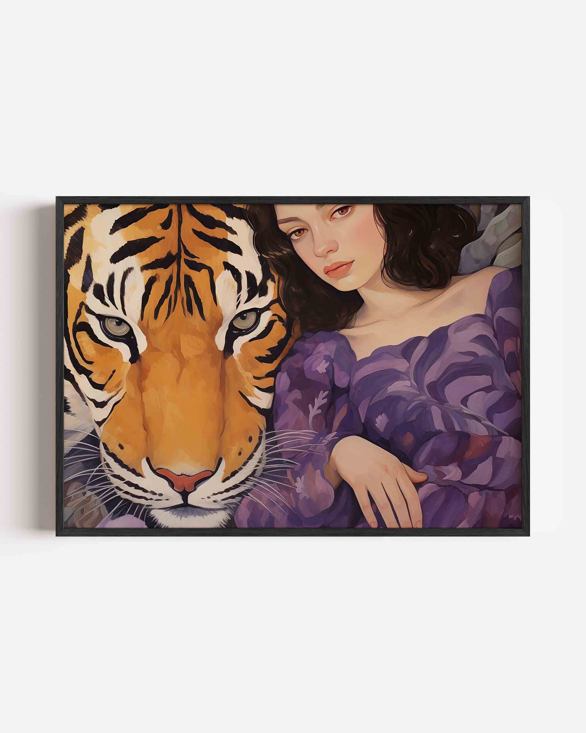 Tijger en vrouw Poster