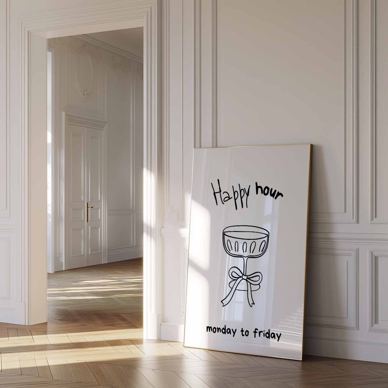 Happy Hour Illustratie Poster