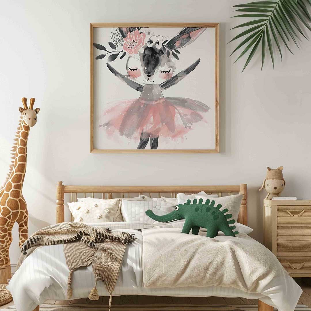 Dansende konijn met bloemen Poster