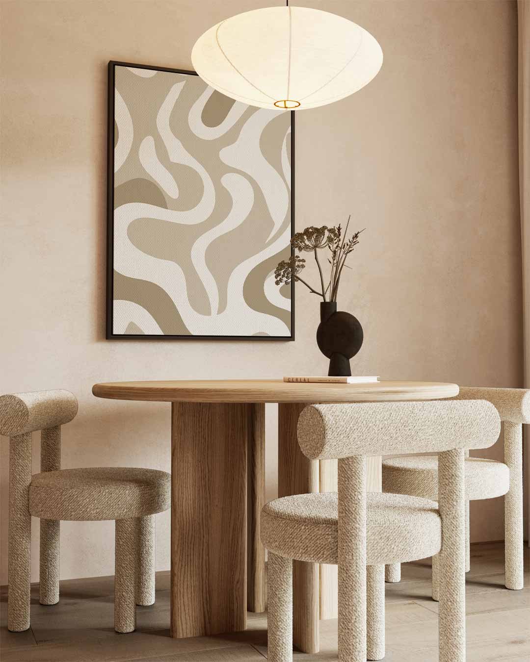 Organische Vormen in Beige Kunstwerk-canvas-dibond-plexiglas-wanddecoratie-WallArtistic