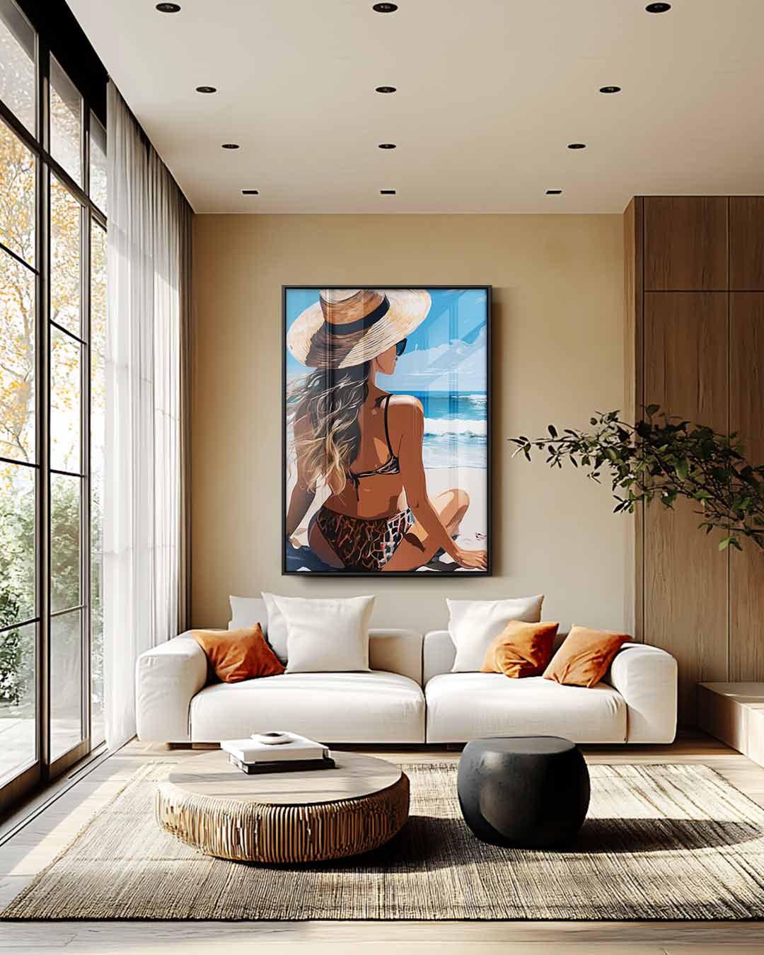 Stranddromen in de Zomerzon Kunstwerk-canvas-dibond-plexiglas-wanddecoratie-WallArtistic