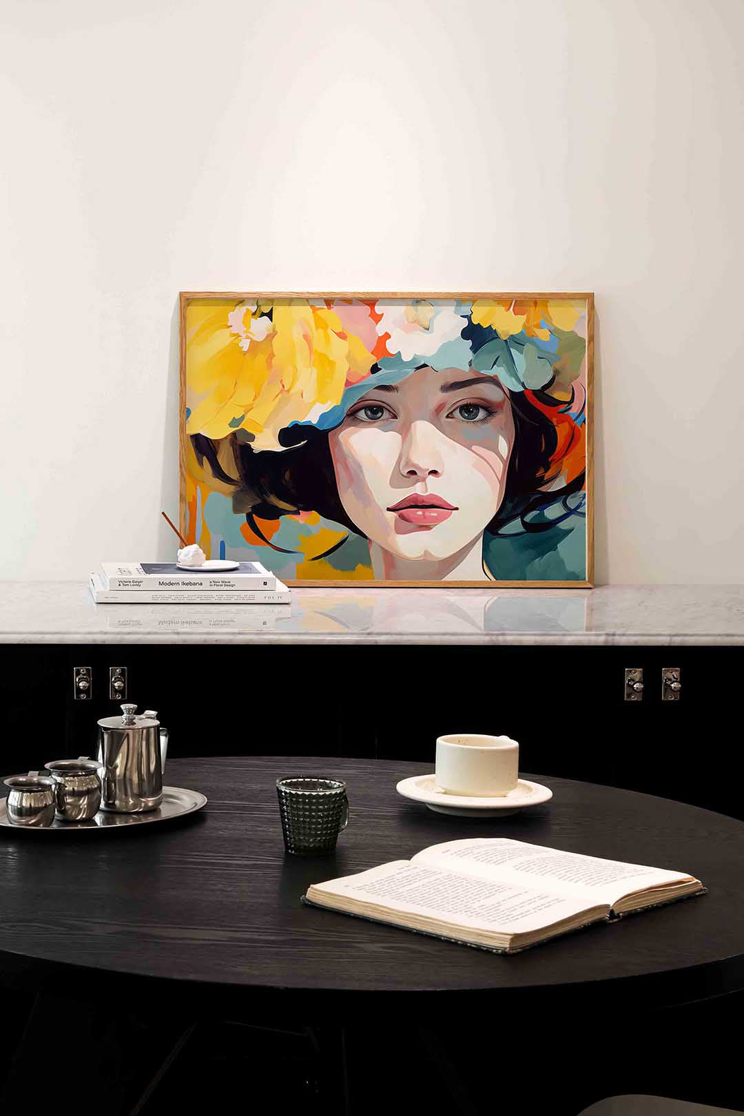 Vrouw met bloemenhoed Poster
