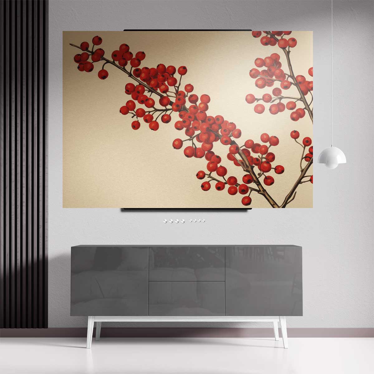 Rode Bessentakken Canvas Kunstwerk-canvas-dibond-plexiglas-wanddecoratie-WallArtistic