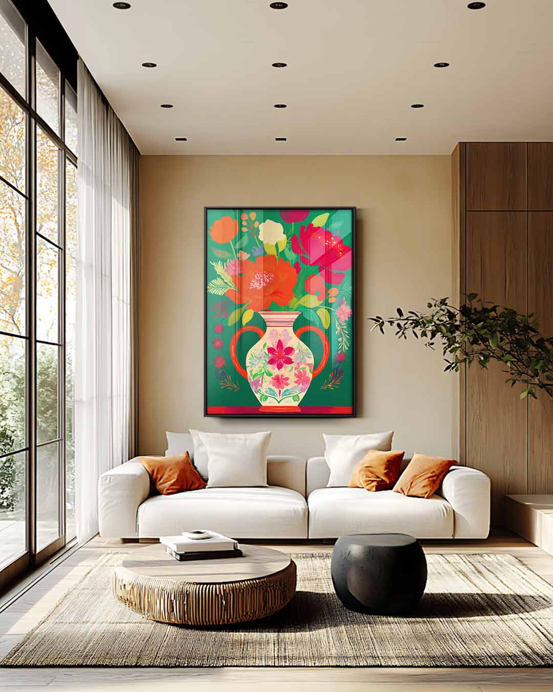 Bloemrijk Binnentuin Kunstwerk-canvas-dibond-plexiglas-wanddecoratie-WallArtistic