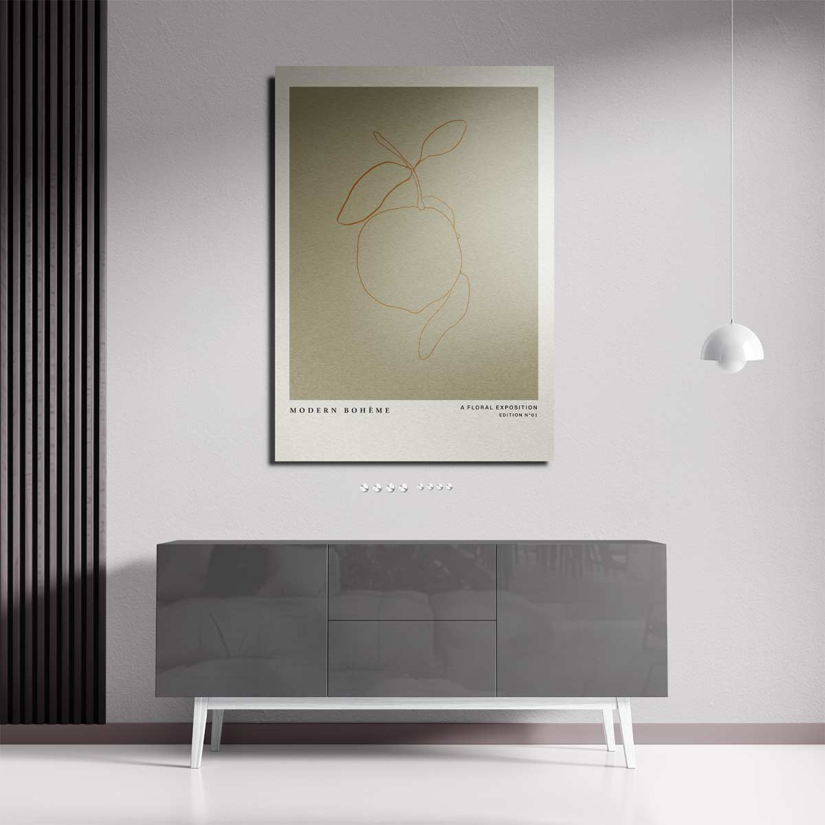 Modern Bohème Citroen Lijntekening Kunstwerk-canvas-dibond-plexiglas-wanddecoratie-WallArtistic