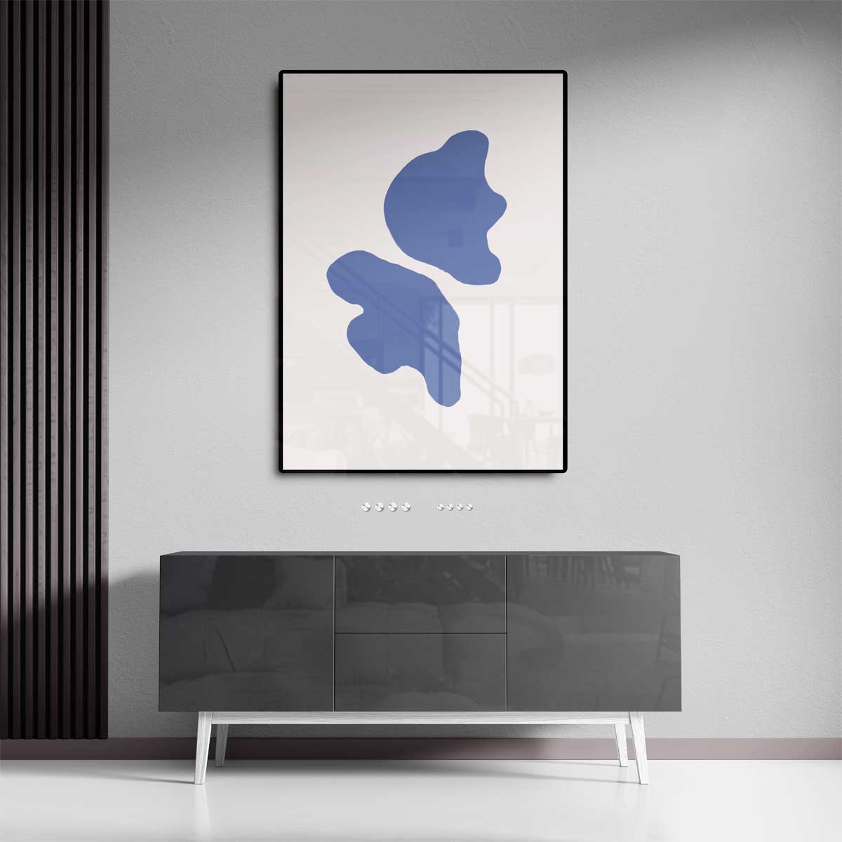 Blauwe Abstracte Vormen Kunstwerk-canvas-dibond-plexiglas-wanddecoratie-WallArtistic